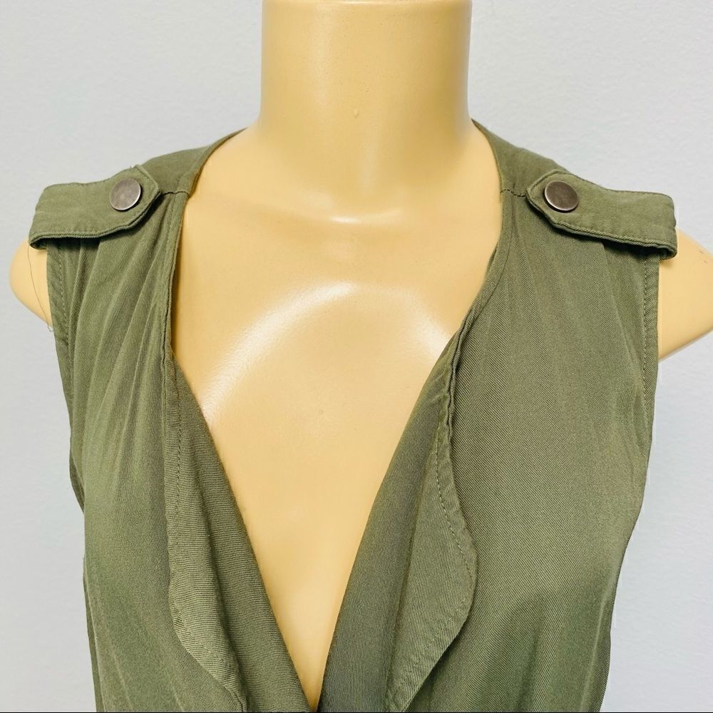ModCloth Olive Haute Utility Cargo Drape Vest small - Picture 5 of 10